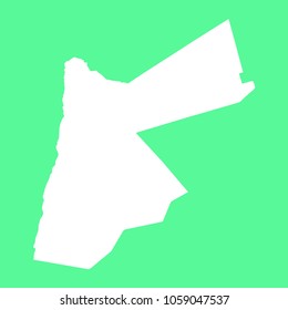 Jordan map-White map on green background. Each city and border has separately. Vector illustration eps 10.