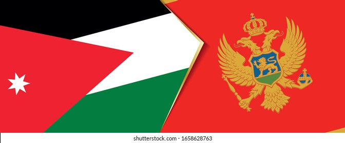 Jordan and Montenegro flags, two vector flags symbol of relationship or confrontation.