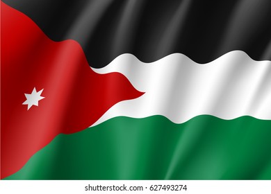 Jordan national flag, fluttering in the wind, educational and political concept, realistic vector illustration