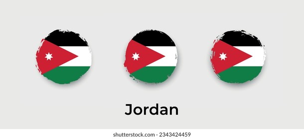 Jordan national flag grunge circle round shape bubble vector icon illustration