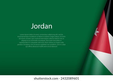 Bandera nacional de Jordania aislada sobre fondo oscuro con copyspace