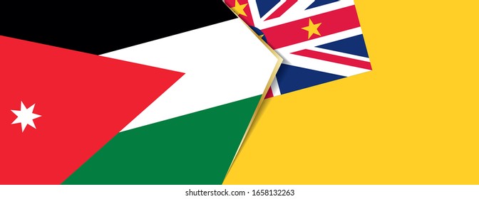 Jordan and Niue flags, two vector flags symbol of relationship or confrontation.
