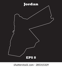 Jordan outline map, stroke. Name of state. Line style. Vector EPS8
