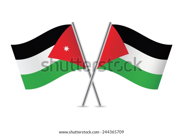 Jordan Palestine Flags Vector Illustration Stock Vector (Royalty Free ...