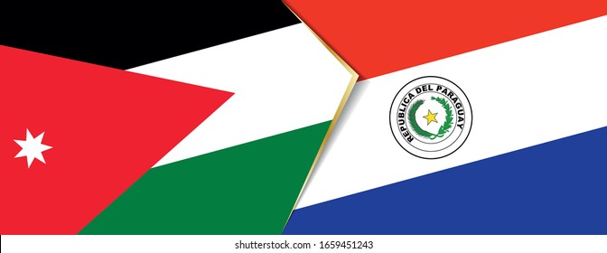 Jordanien und Paraguay Flaggen, zwei Vektorillustrationen Flaggen Symbol für Beziehung oder Konfrontation.