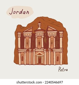 Jordan Petra travel landmark vector illustration.