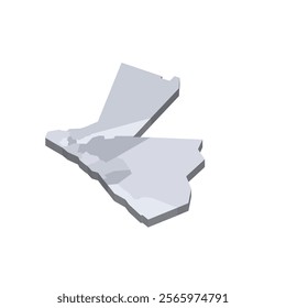 Jordan political map of administrative divisions - governorates. 3D isometric blank vector map in shades of grey.