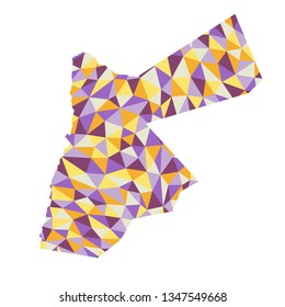 Jordan polygonal map background low poly style yellow, orange, blue, purple colors vector illustration eps
