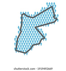 Jordan population map. Country outline made from people figures