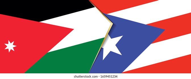 Jordan and Puerto Rico flags, two vector flags symbol of relationship or confrontation.