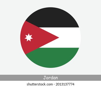 Jordan Round Circle Flag. Jordanian Circular Button Banner Icon. EPS Vector