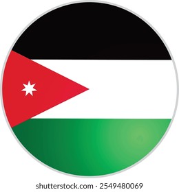 Jordanien Runde Flagge Symbol Vektor