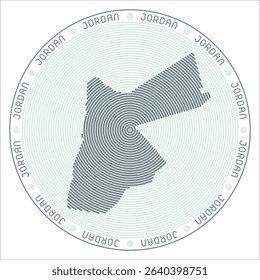Jordan round logo design. Country shape built of rings. Jordan text around the country. Vector Illustration.