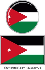 Jordan round and square icon flag. Vector illustration Eps 8.