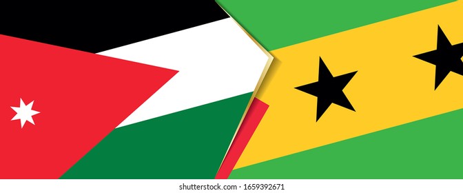 Jordan and Sao Tome and Principe flags, two vector flags symbol of relationship or confrontation.