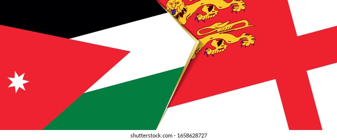 Jordan and Sark flags, two vector flags symbol of relationship or confrontation.