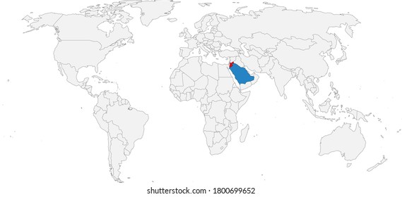 Jordania, países de Arabia Saudita aislados en el mapa del mundo. Conceptos y fondos empresariales.