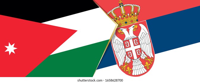 Jordan and Serbia flags, two vector flags symbol of relationship or confrontation.