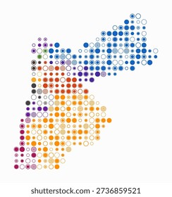 Jordan, shape of the country build of colored cells. Digital style map of the Jordan on white background. Large size circle blocks. Amazing vector illustration.