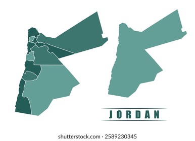 Jordan simple flat political map with states border