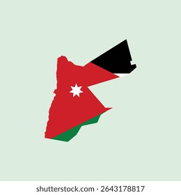 Jordan simples vetor mapa contorno. Ilustração do mapa da bandeira nacional da Jordânia ilustração da bandeira da Jordânia dentro do vetor do mapa.