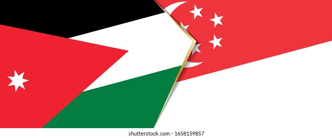 Banderas de Jordania y Singapur, dos banderas vectoriales símbolo de relación o enfrentamiento.