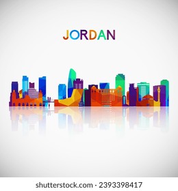 Jordan skyline silhouette in colorful geometric style. Symbol for your design. Vector illustration.