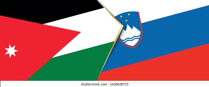 Jordan and Slovenia flags, two vector flags symbol of relationship or confrontation.