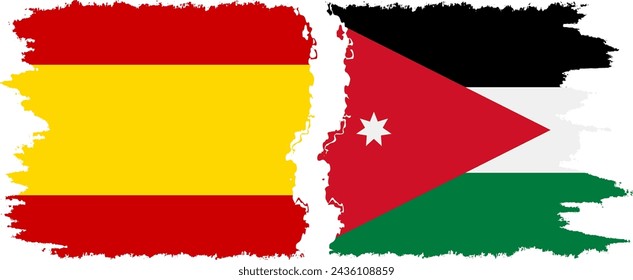 Jordania y España grunge banderas de conexión, vector