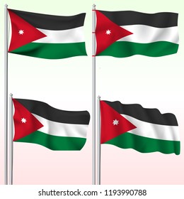 Jordan textile waving flag isolated vector illustration