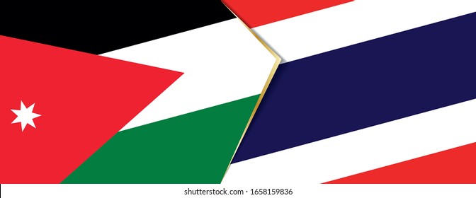 Jordan and Thailand flags, two vector flags symbol of relationship or confrontation.