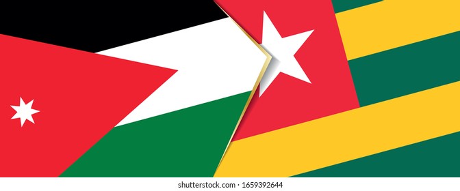 Jordan and Togo flags, two vector flags symbol of relationship or confrontation.