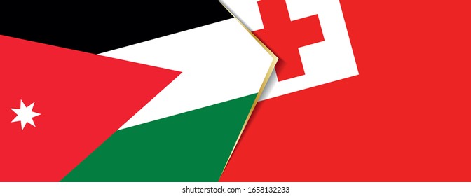 Jordan and Tonga flags, two vector flags symbol of relationship or confrontation.