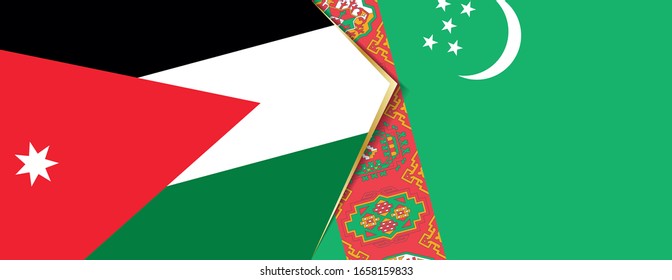 Banderas de Jordania y Turkmenistán, dos banderas vectoriales símbolo de relación o enfrentamiento.