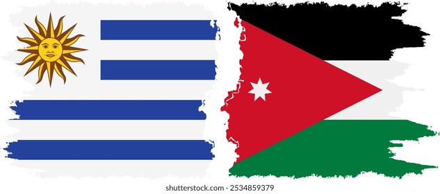 Conexión de banderas grunge de Jordania y Uruguay, Vector