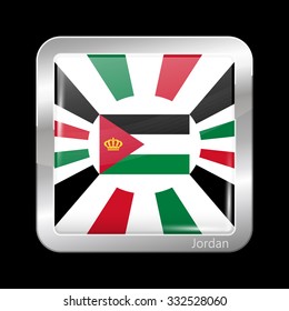 Jordan Variant Flag. Metallic Icon Square Shape. This is File from the Collection Flags of Asia