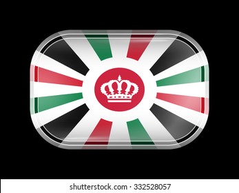 Jordan Variant Flag. Rectangular Shape with Rounded Corners. This Flag is One of a Series of Glass Buttons