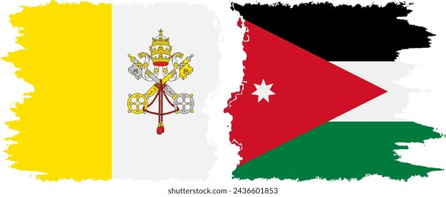 Jordan and Vatican grunge flags connection, vector