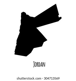 Jordan vector black outline map with caption on white background.