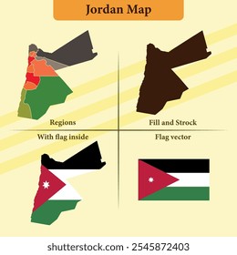 Jordan vector map with regions black silhouette flag overlay and standalone flag ideal for educational materials infographics and design projects showcasing Azerbaijan geography and identity