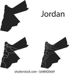jordanische Vektorillustration mit Verwaltungsregionen, Gemeinden, Departements, Grenzen
