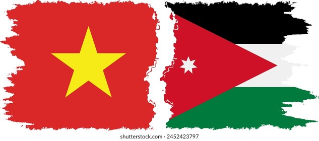 Jordan and Vietnam grunge flags connection, vector