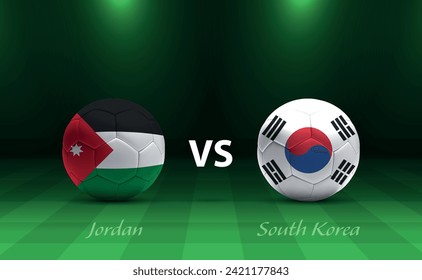 Jordan vs South Korea football scoreboard broadcast template for soccer asia tournament 2023