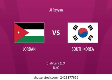 Jordan vs South Korea football scoreboard broadcast template for soccer asia tournament 2023