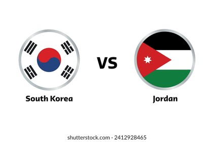 Jordan vs South Korea match isolated on white 