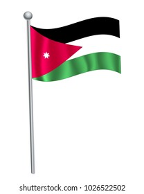 Jordan waving flag on flagpole vector illustration.3d vector icon isolated on white background