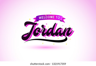 Jordan Welcome to Creative Text Handwritten Font with Purple Pink Colors Design Vector Illustration.