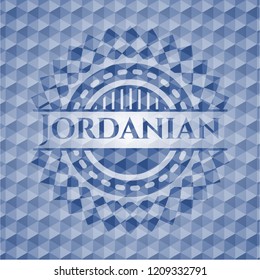 Jordanian blue emblem with geometric pattern.