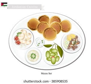 Jordanian Cuisine, Mezze or Selection of Small Dishes As Appetizers Before The Main Dish. One of Most Popular Dish in Jordan.