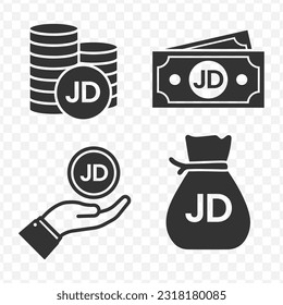 Jordanian Dinar icons set money icon vector image on transparent background (PNG).